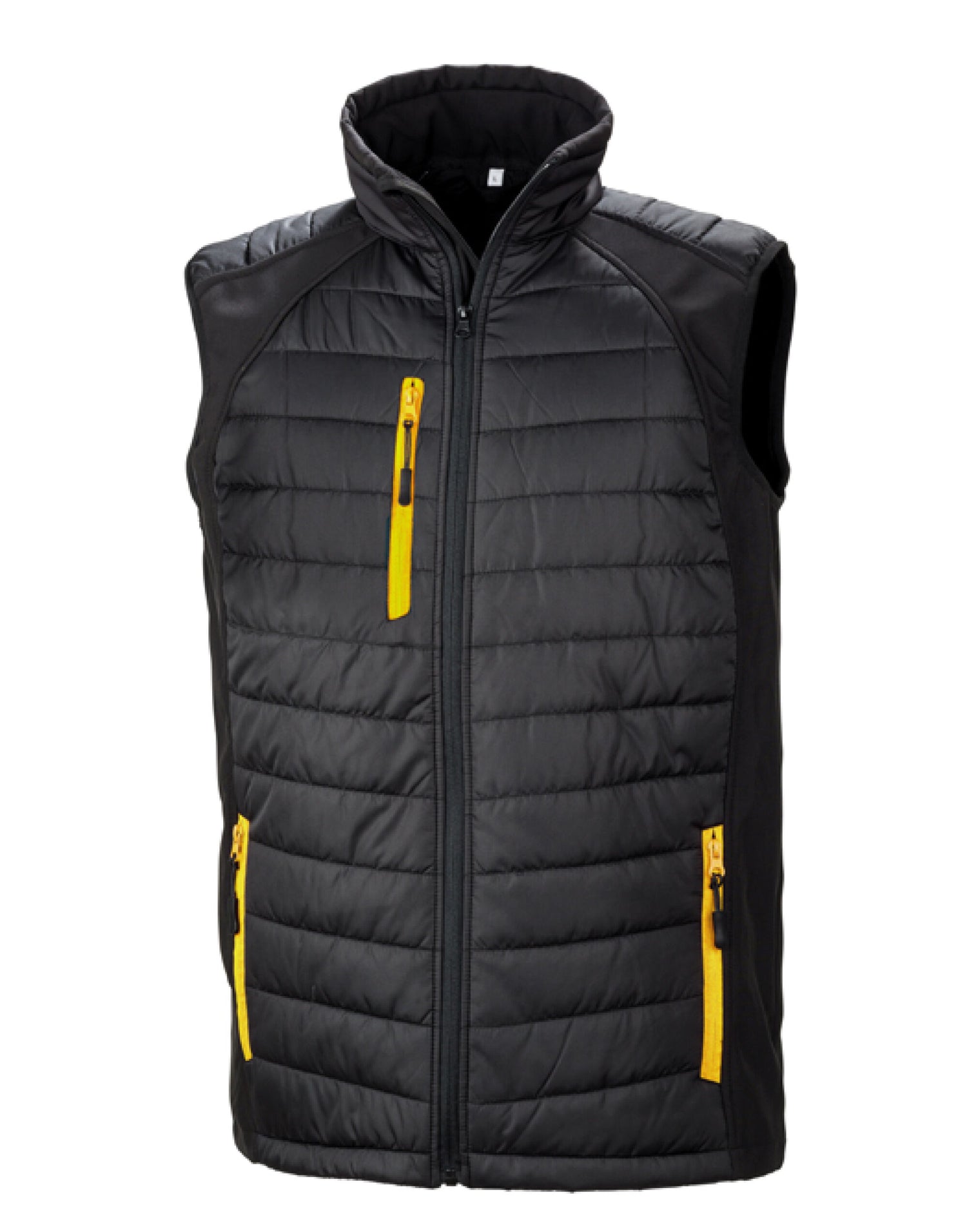 Result Black Compass Softshell Gilet R238X - Black Yellow - Customisable Bodywarmers
