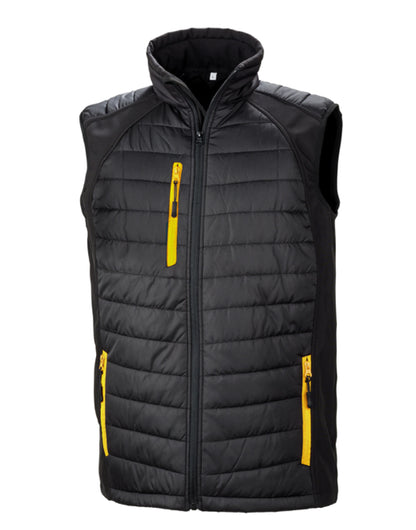 Result Black Compass Softshell Gilet R238X - Black Yellow - Customisable Bodywarmers