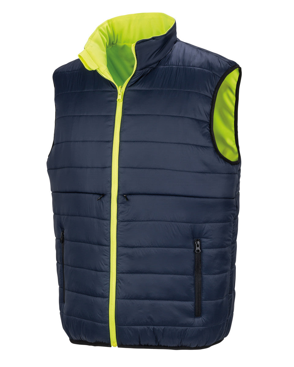 Result SafeGuard Reversible Padded Gilet R332X - Yellow Navy - Customisable Bodywarmers