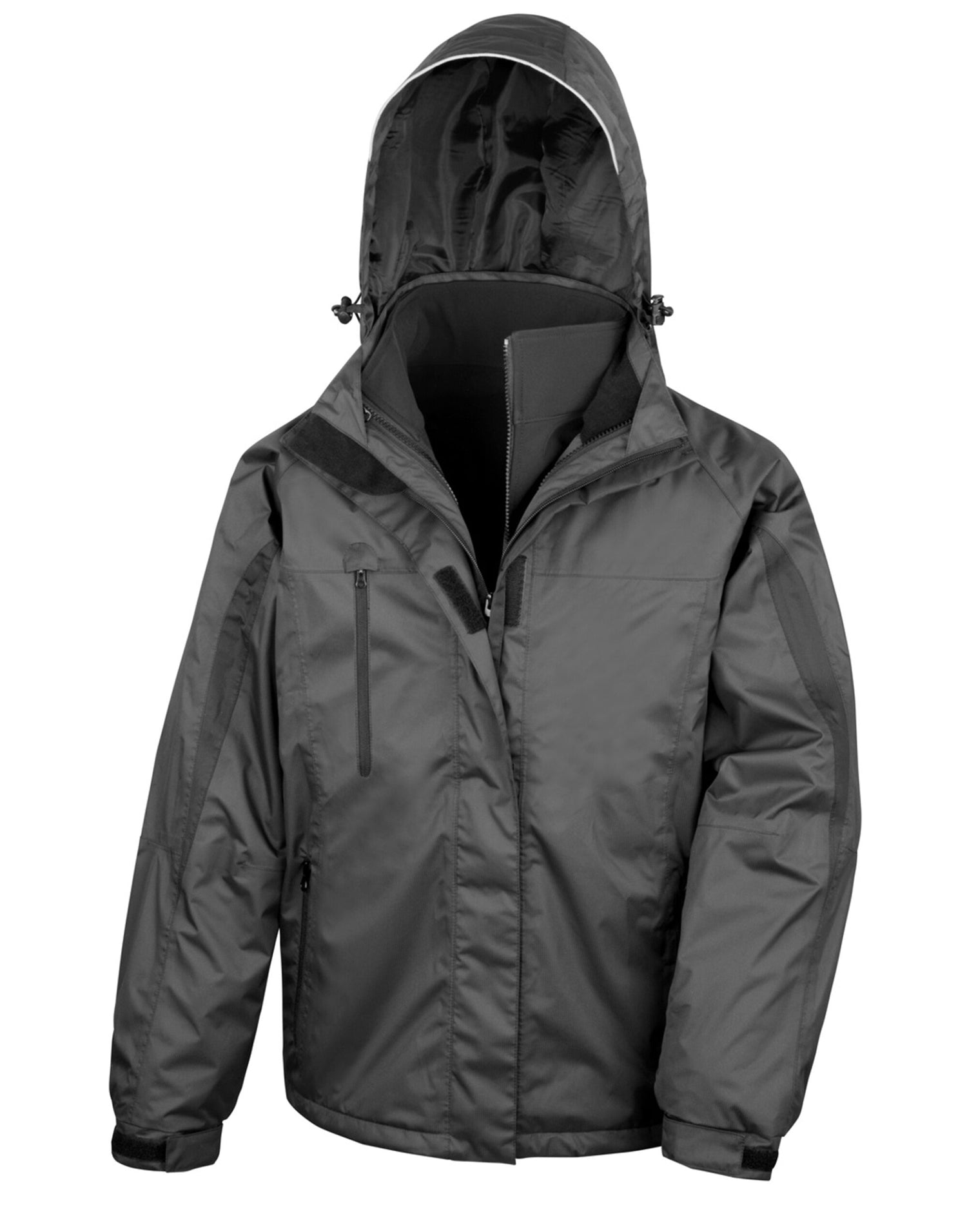 Result Mens 3 In 1 Journey Jacket R400M - Black Black - Customisable Jacket