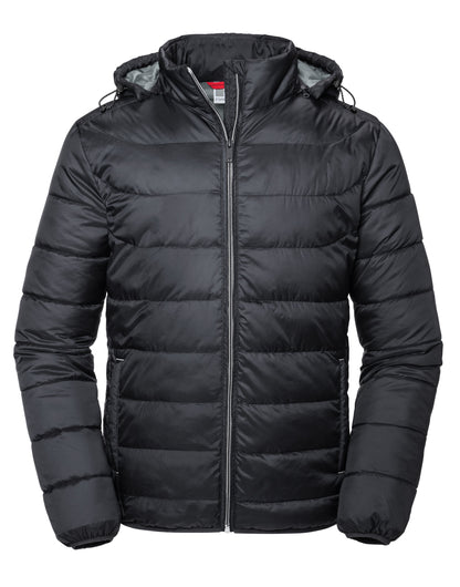 Russell Collection Russell Mens Hooded Nano Jacket R440M - Black - Customisable Jacket