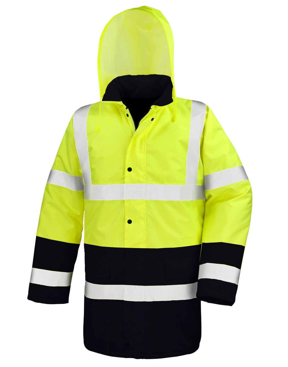 Result Safeguard Moterway 2 Tone Coat R452X - Fluorescent Yellow Black - Customisable Outerwear