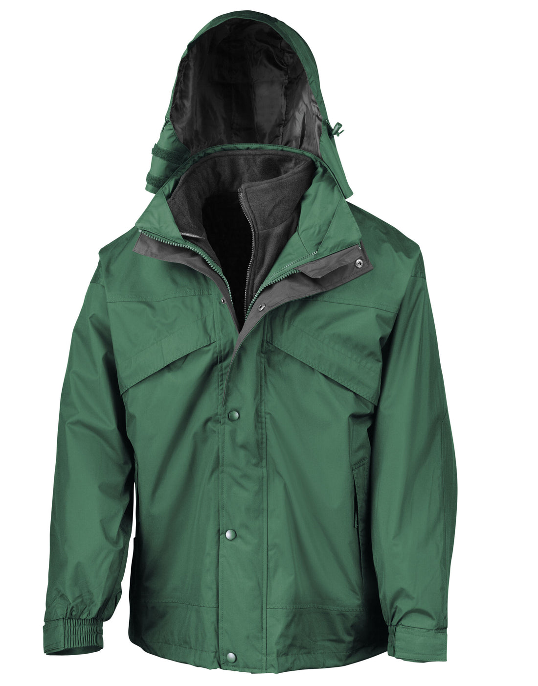 Result 3 In 1 Zip and Clip Jacket R68X - Bottle Green - Customisable Jacket