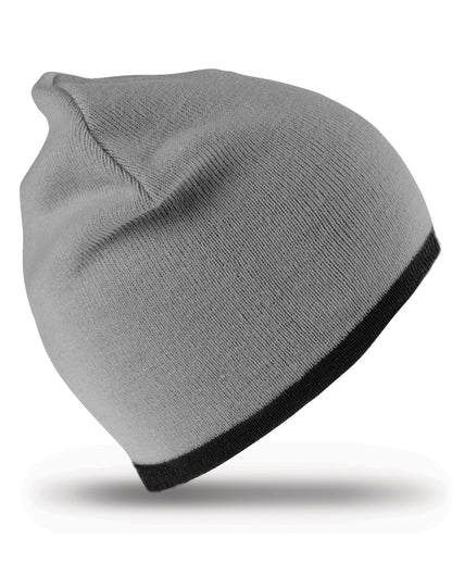 Result Winter Reversible Fashion Fit Hat rc46 - Grey Black O S - Customisable Hats