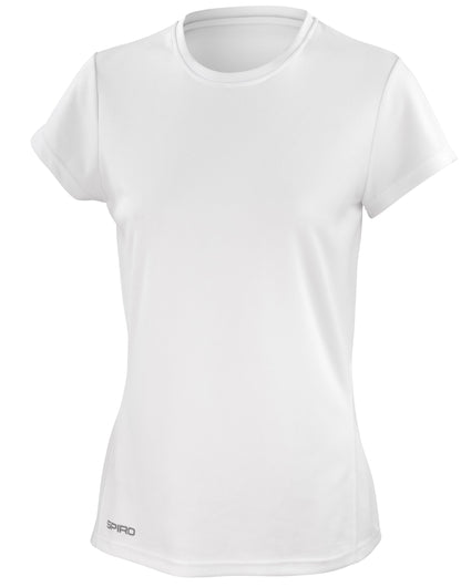 Spiro Ladies Quick Dry S/Sleeve T-Shirt S253F - White - Customisable T-Shirt