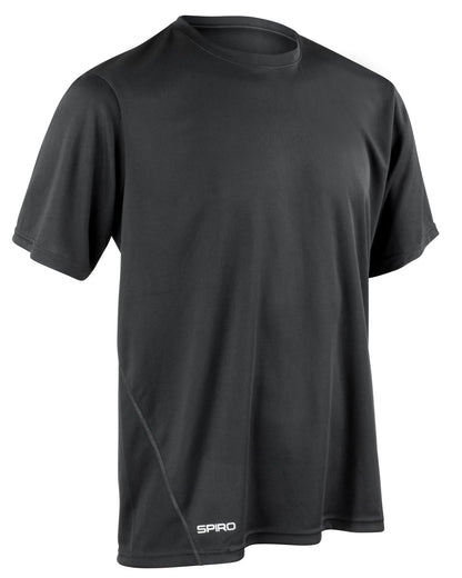 Spiro Mens Quick Dry SSleeve T Shirt s253m - Black - Customisable T-Shirt