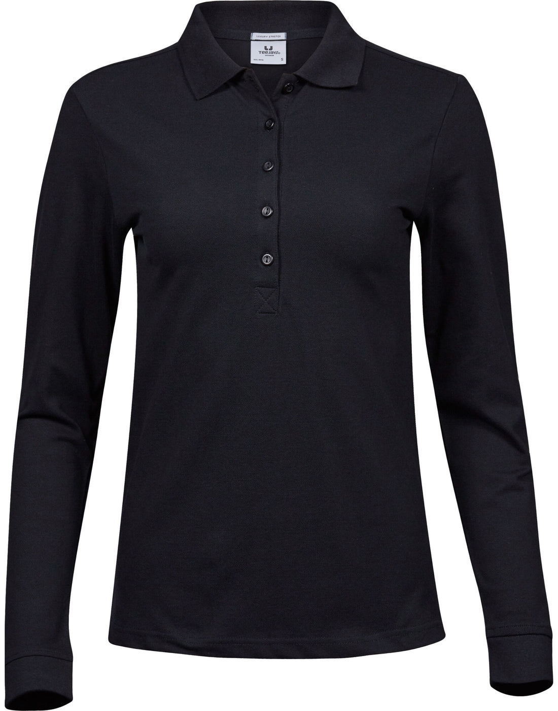 Tee Jays Ladies Luxury L/S Stretch Polo TJ146 - Black - Customisable Polos
