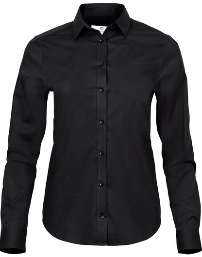 Tee Jays Ladies Stretch Luxury Shirt TJ4025 - Black - Customisable Shirts