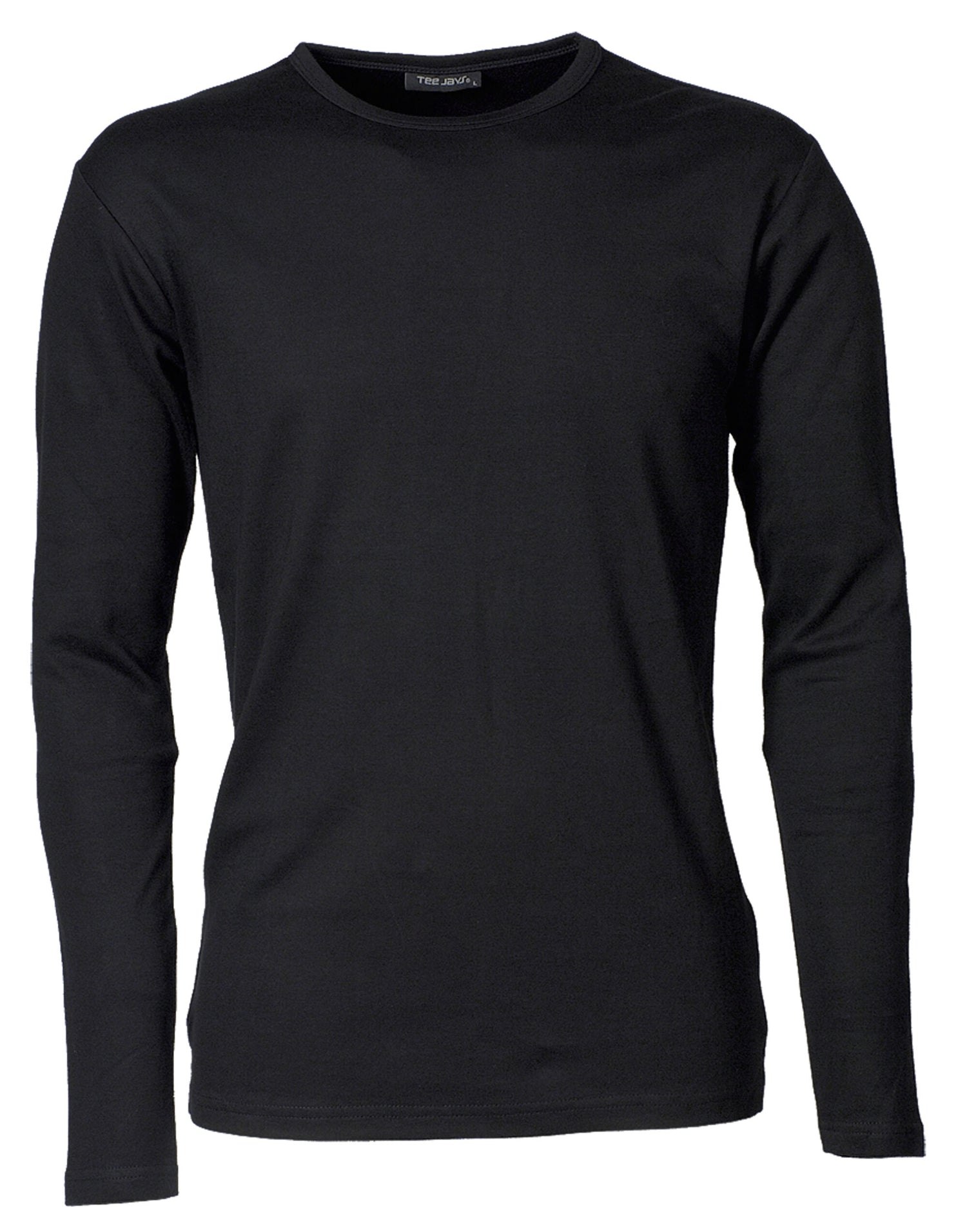 Tee Jays Mens Long Sleeve Interlock Tee TJ530 - Black - Customisable T-Shirt