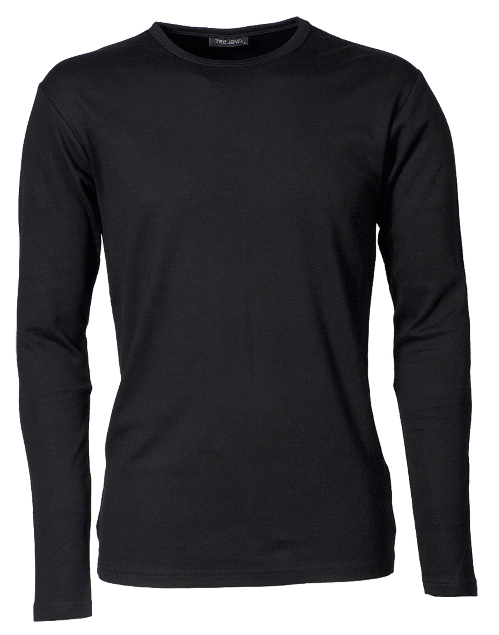 Tee Jays Mens Long Sleeve Interlock Tee TJ530 - Black - Customisable T-Shirt