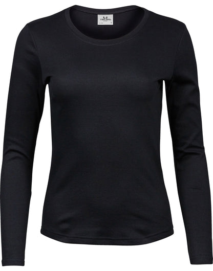 Tee Jays Lady Long Sleeve Interlock Tee TJ590 - Black - Customisable T-Shirt