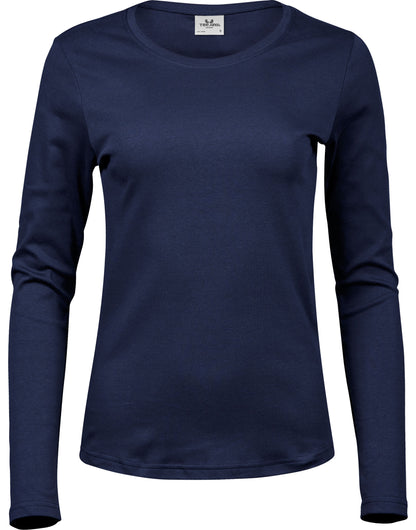 Tee Jays Lady Long Sleeve Interlock Tee TJ590 - Navy - Customisable T-Shirt