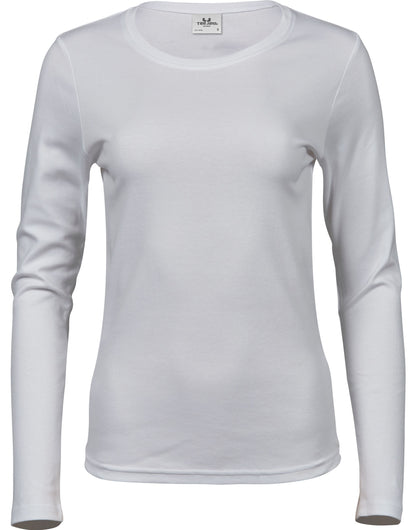 Tee Jays Lady Long Sleeve Interlock Tee TJ590 - White - Customisable T-Shirt