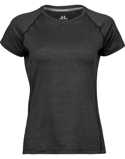 Tee Jays Ladies CoolDry Tee TJ7021 - Black Melange - Customisable T-Shirt