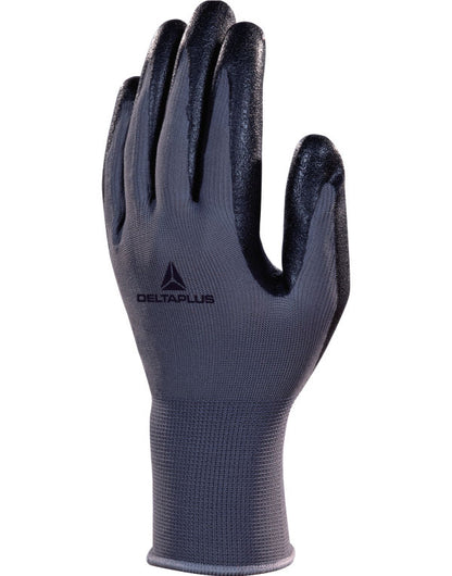 Delta Plus Polyester Knitted Gloves VE722 - Grey Black - Customisable Gloves