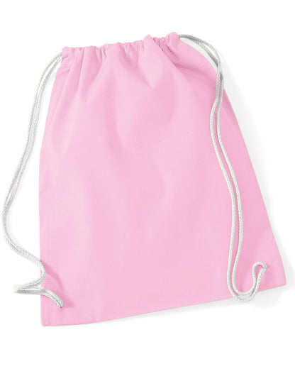 Westford Mill Cotton Gymsac w110 - CLassic Pink White O S - Customisable Bags