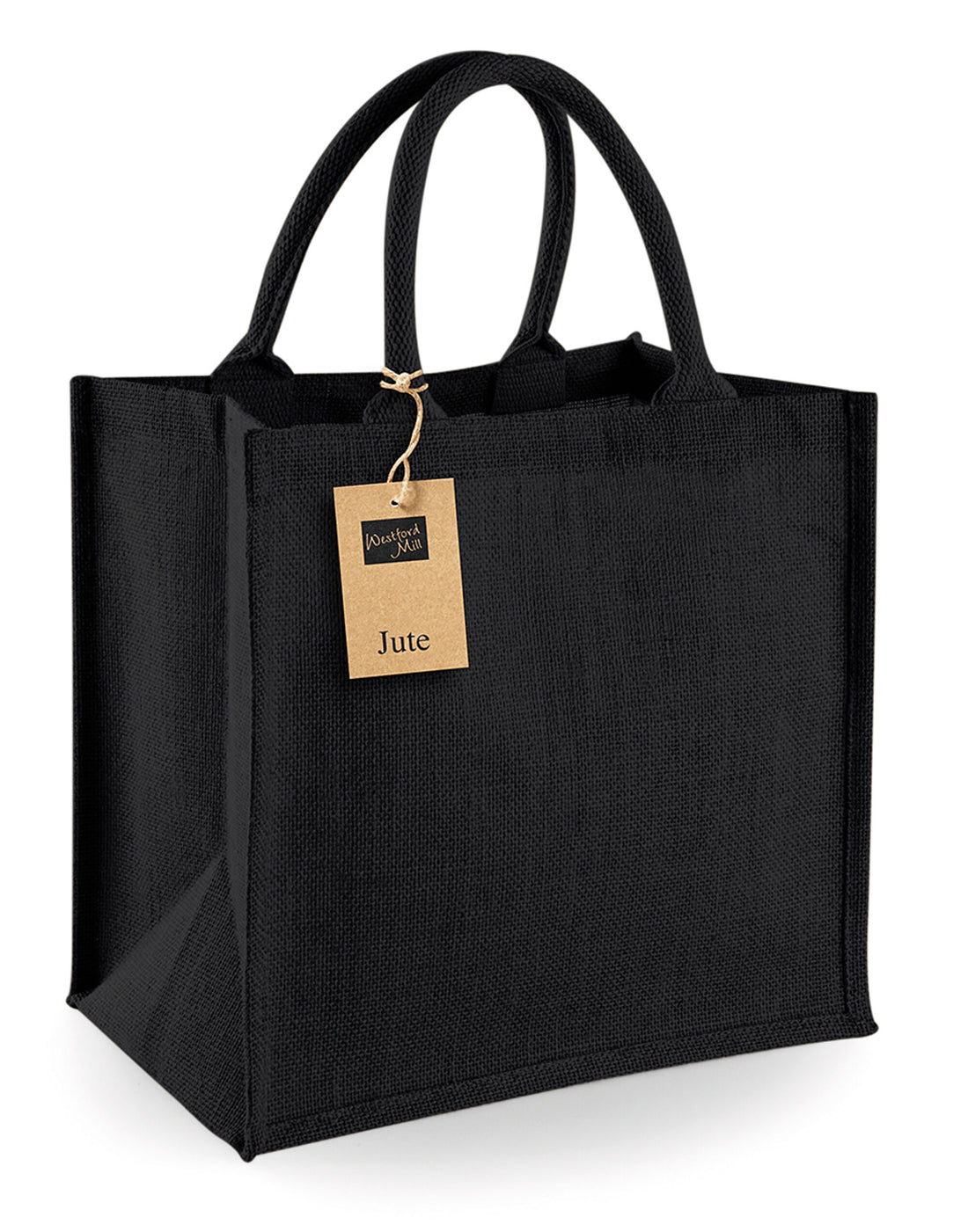 Westford Mill Jute Midi Tote w413 - Black Black O S - Customisable Bags