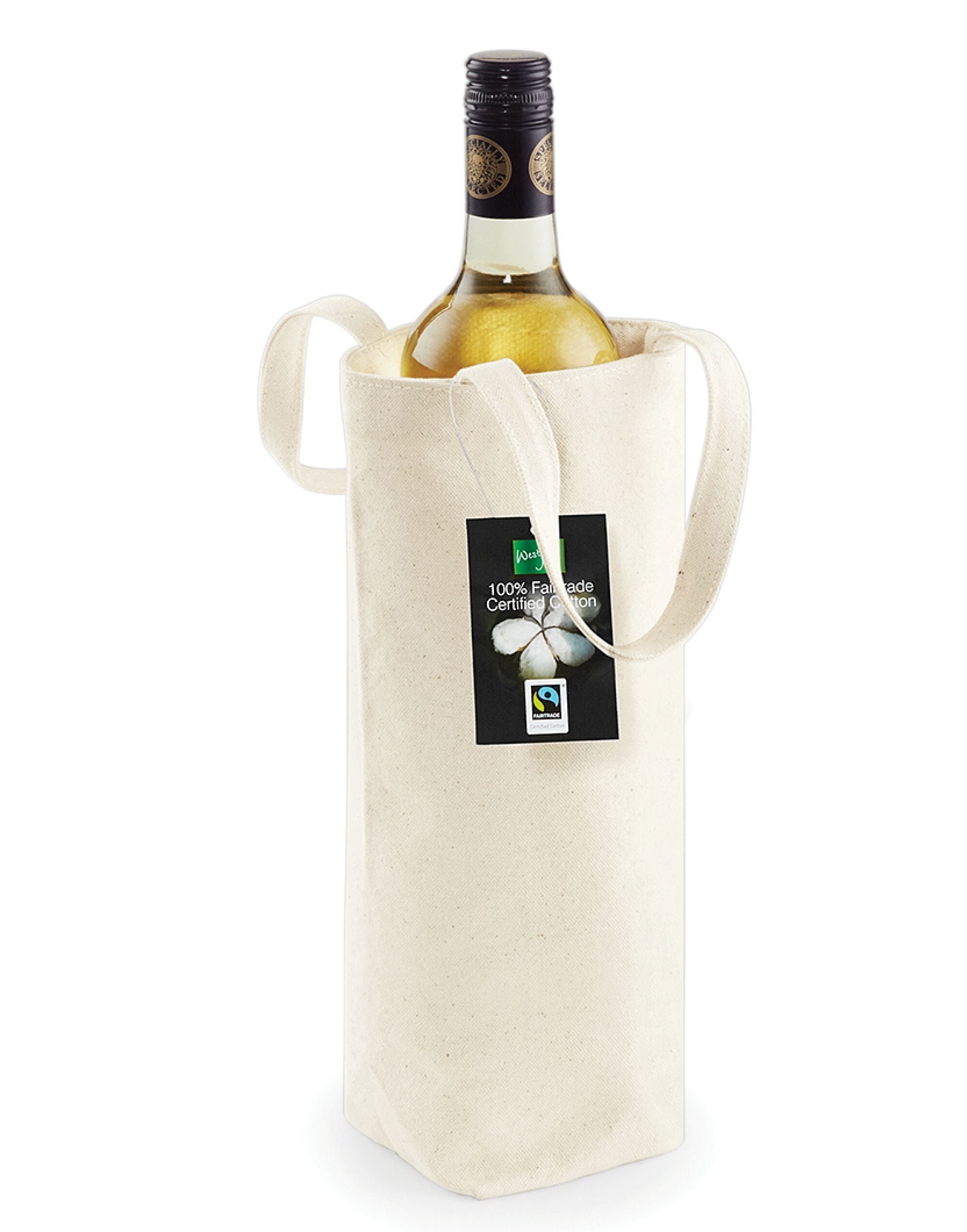 Westford Mill FairtradeCotton Bottle Bag w620 - Natural O S - Customisable Bags