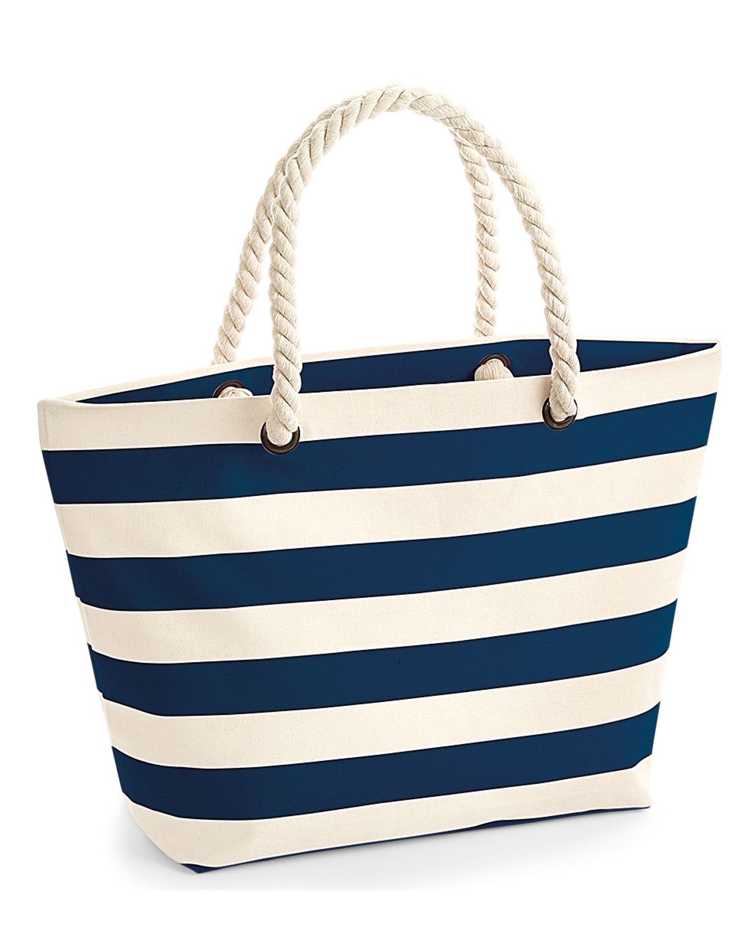 Westford Mill Nautical Beach Bag w680 - Natural Navy O S - Customisable Bags