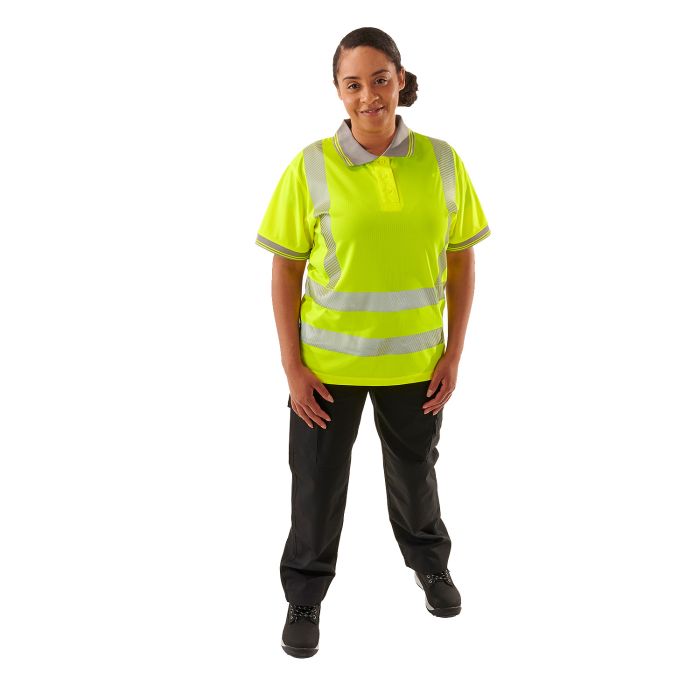 Ladies Hi Vis Yellow Savannah Birds Eye Polo - HV308 - - Customisable Shirt