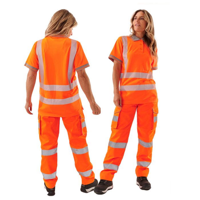 Ladies Hi Vis Orange Savannah Birds Eye Polo - HV309 - - Customisable Shirt