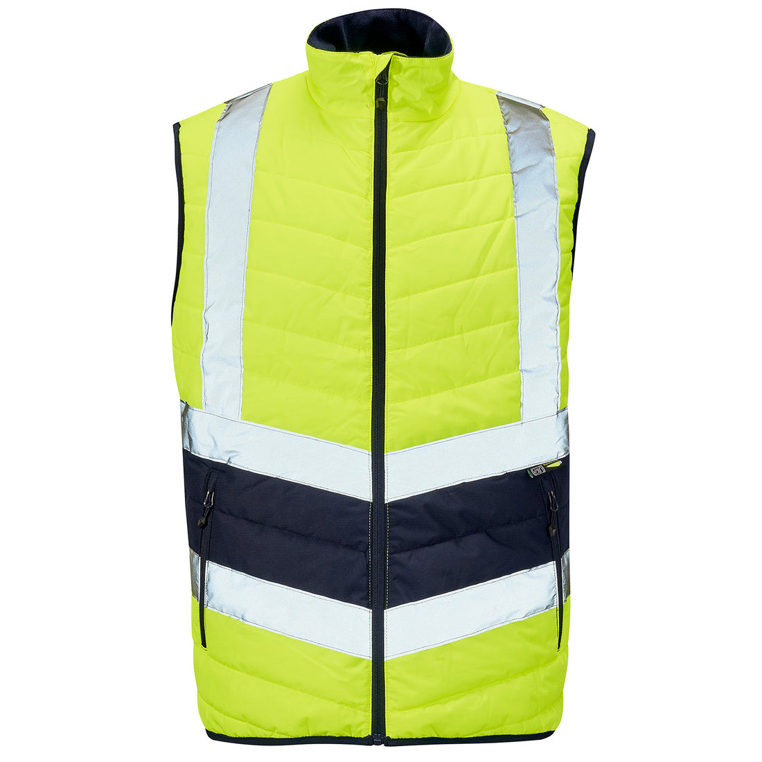 Supertouch Hi Vis Yellow 2 Tone Puffer Bodywarmer - H146 - Yellow - Customisable Bodywarmers