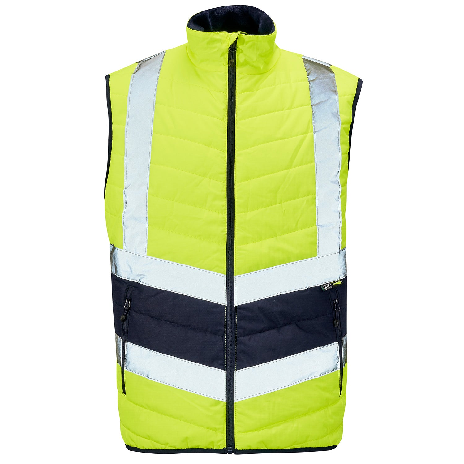 Supertouch Hi Vis Yellow 2 Tone Puffer Bodywarmer - H146 - Yellow - Customisable Bodywarmers