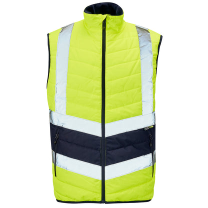 Supertouch Hi Vis Yellow 2 Tone Puffer Bodywarmer - H146 - Yellow - Customisable Bodywarmers