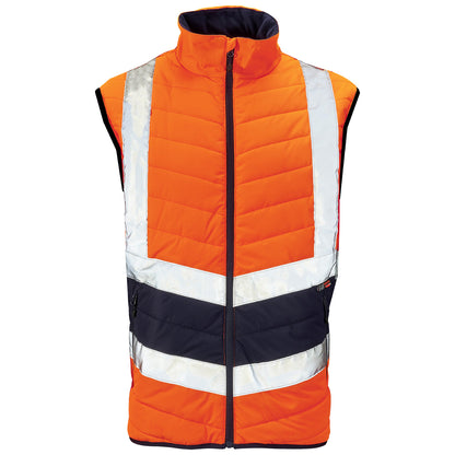 Supertouch Hi Vis Orange 2 Tone Puffer Bodywarmer - H147 - - Customisable Bodywarmers