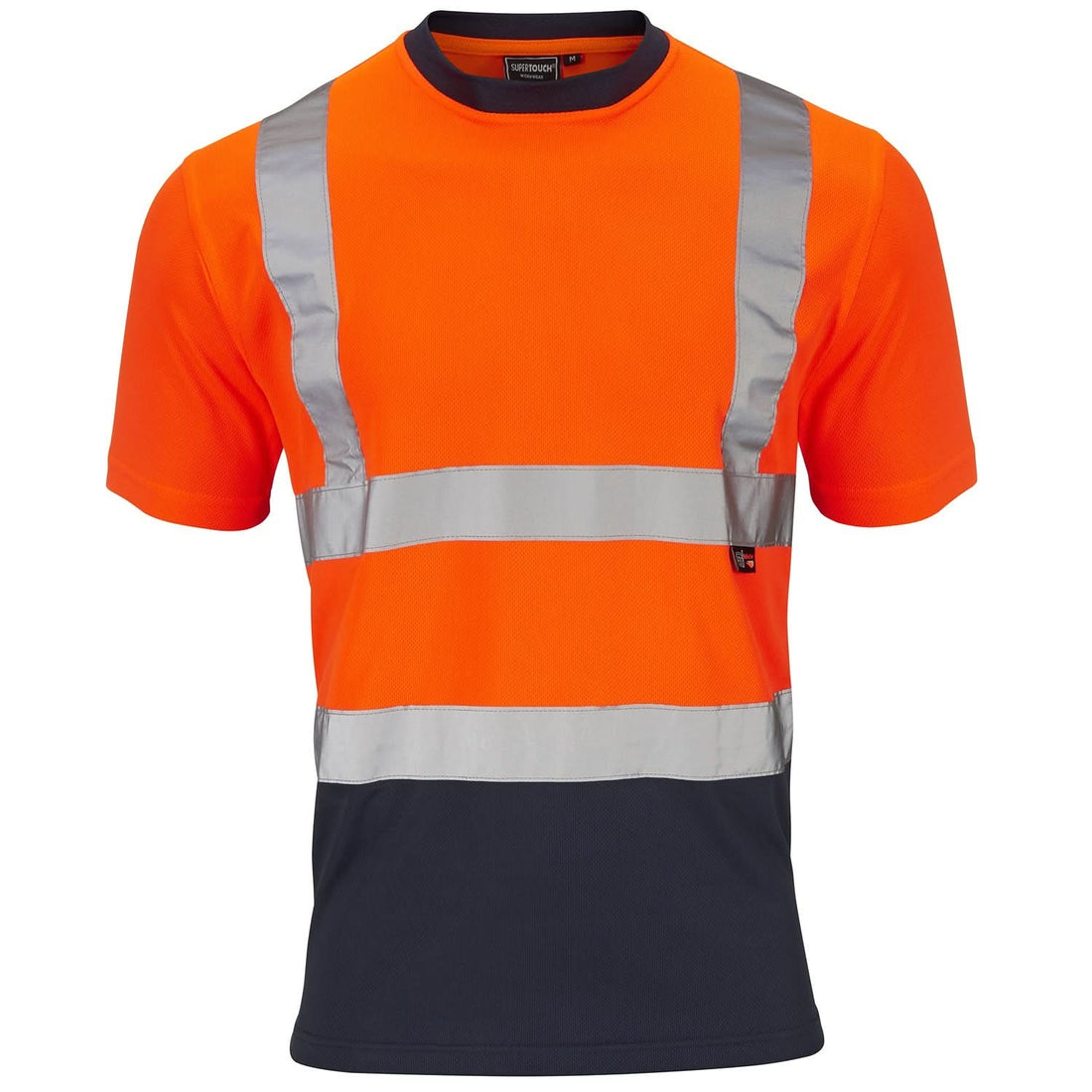 Supertouch Hi-Vis 2 Tone Orange T-Shirt - H137 - Orange Navy - Customisable Shirt