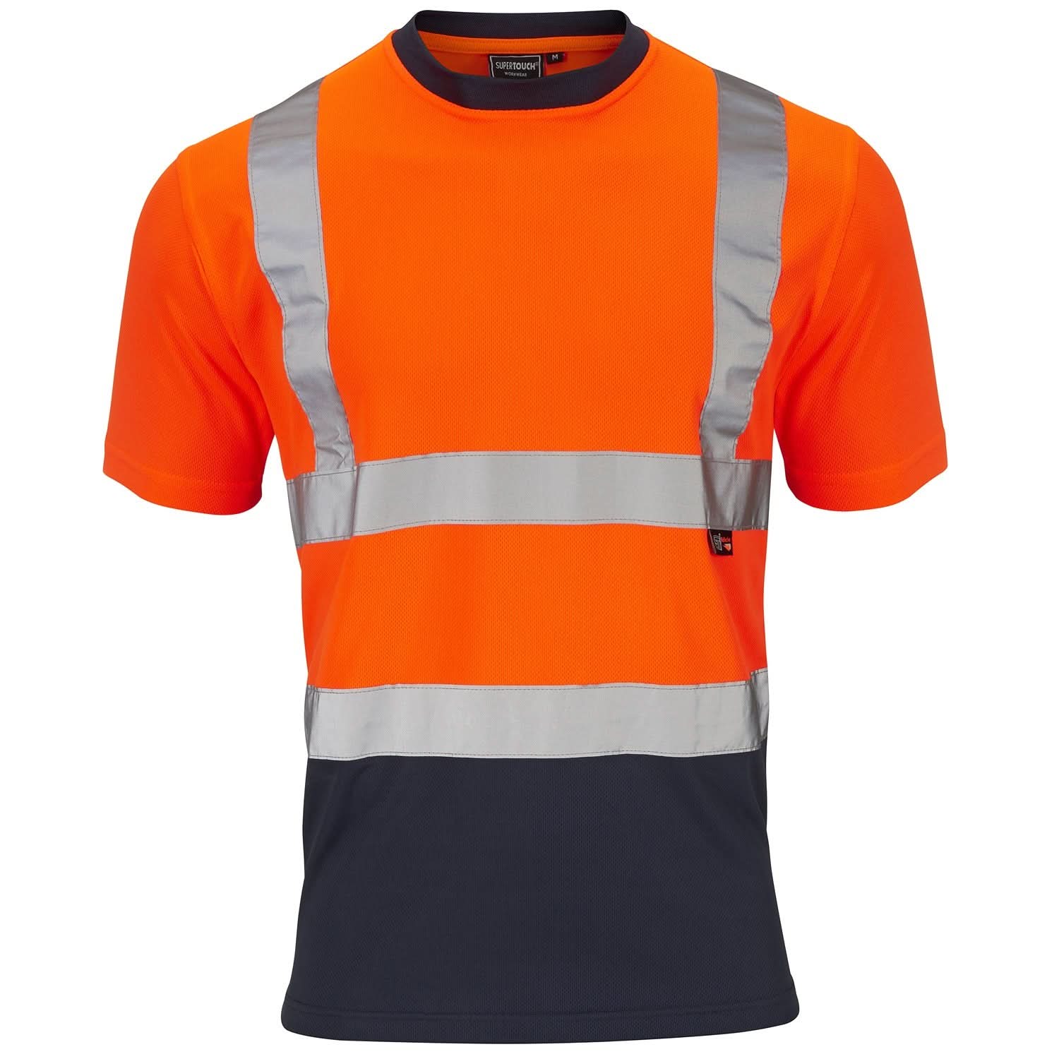 Supertouch Hi-Vis 2 Tone Orange T-Shirt - H137 - Orange Navy - Customisable Shirt