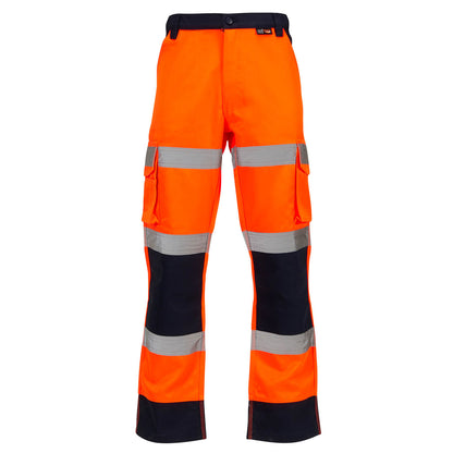 Supertouch Hi-Vis 2 Tone Orange Combat Trousers - H139 - Orange Navy - Customisable Trousers