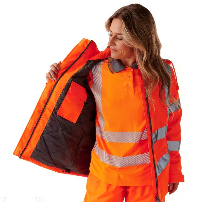 Ladies Hi Vis Orange Kamela Padded Jacket - HV301 - - Customisable Jacket