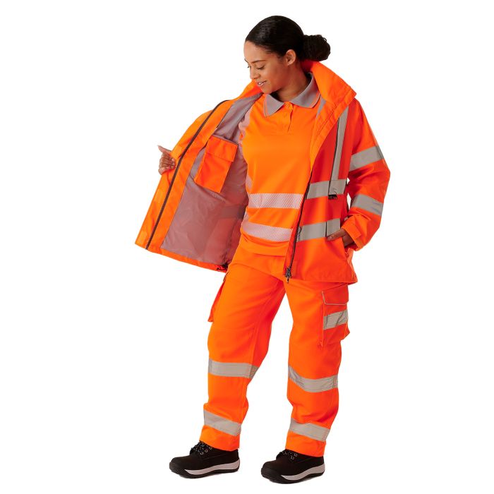 Ladies Hi Vis Orange Sophia Lightweight Jacket - HV303 - - Customisable Jacket