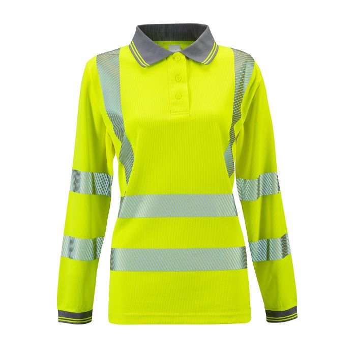 Ladies Hi Vis Yellow Jaya Birds Eye Polo - HV306 - Yellow - Customisable Shirt