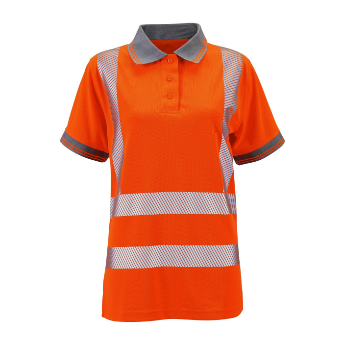 Ladies Hi Vis Orange Savannah Birds Eye Polo - HV309 - Orange - Customisable Shirt