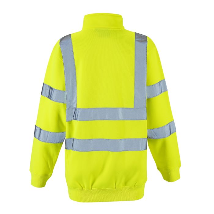 Ladies Hi Vis Yellow Eshaal Zipped Sweatshirt - HV314 - - Customisable Top