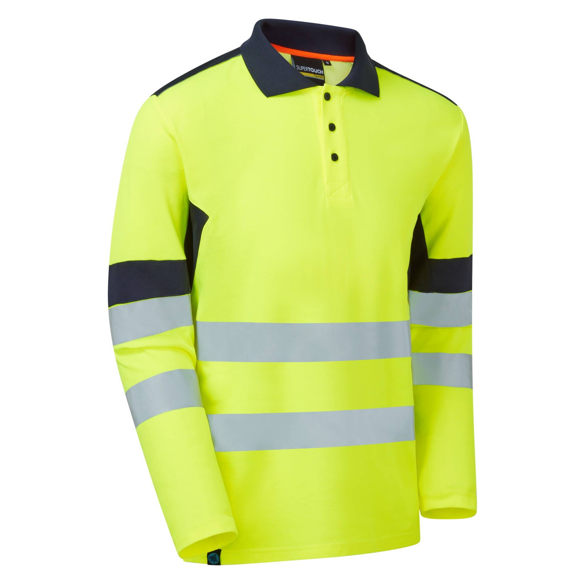 System Hi-Vis Eco Yellow CottonCool Long Sleve Polo - SYS09 - Yellow Navy - Customisable POLO